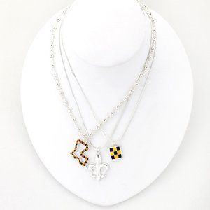 LSU Fleur De Lis Trio Traditions Purple & Gold Charm Necklace